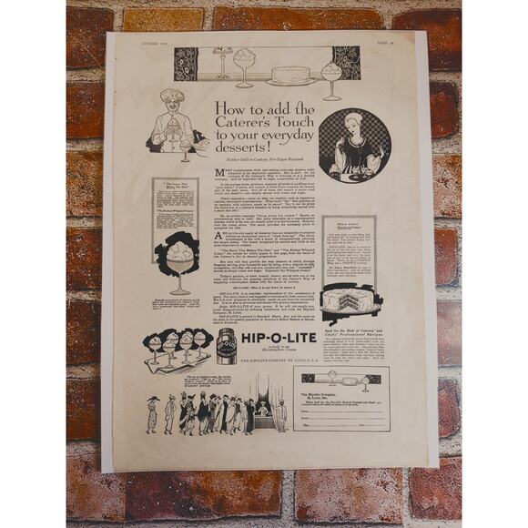 1918 Hip-O-Lite Marshmallow Creme Orig Vtg PRINT AD Add Caterers Touch Dessert - Picture 14 of 14